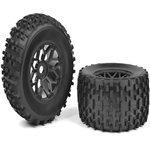 Team Corally Off-Road 1/8 Monster Truck Tires - Gripper - Glued On Black Rims, 1 Pair: Kagama, Punisher, Kronos,