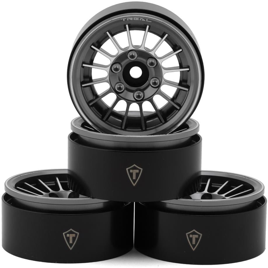 Treal Hobby Treal Hobby 1.9\" Type-J Multi-Spoke Aluminum Crawler Beadlock Wheels (Grey)