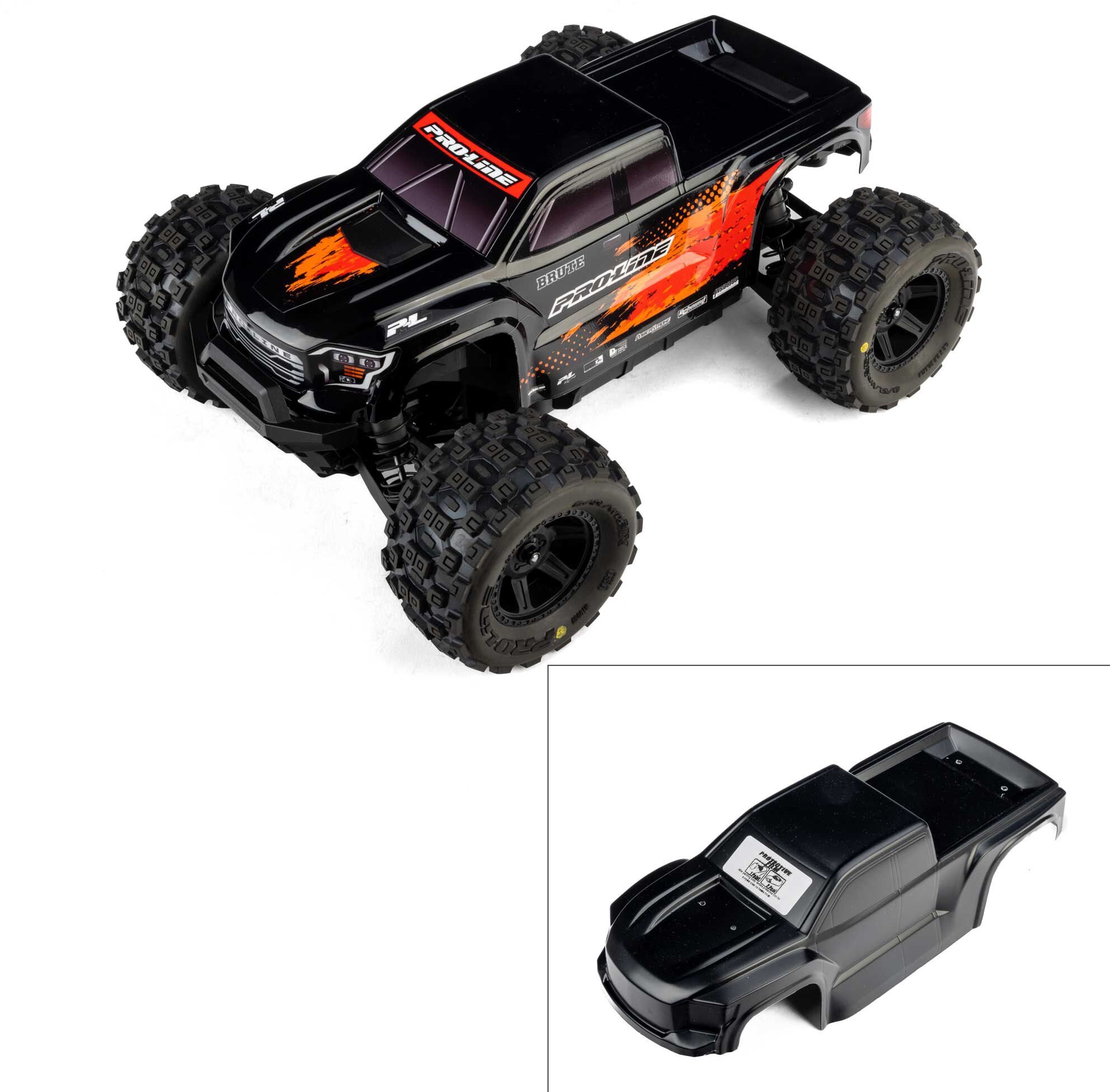 Proline 1/16 Pre-Cut Truck Body Tough Color Black: Traxxas Mini Maxx