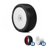 AKA Racing 1/8 Reverb Soft Long Wear Front/Rear Off-Road Buggy Tires Racer Bundle, White