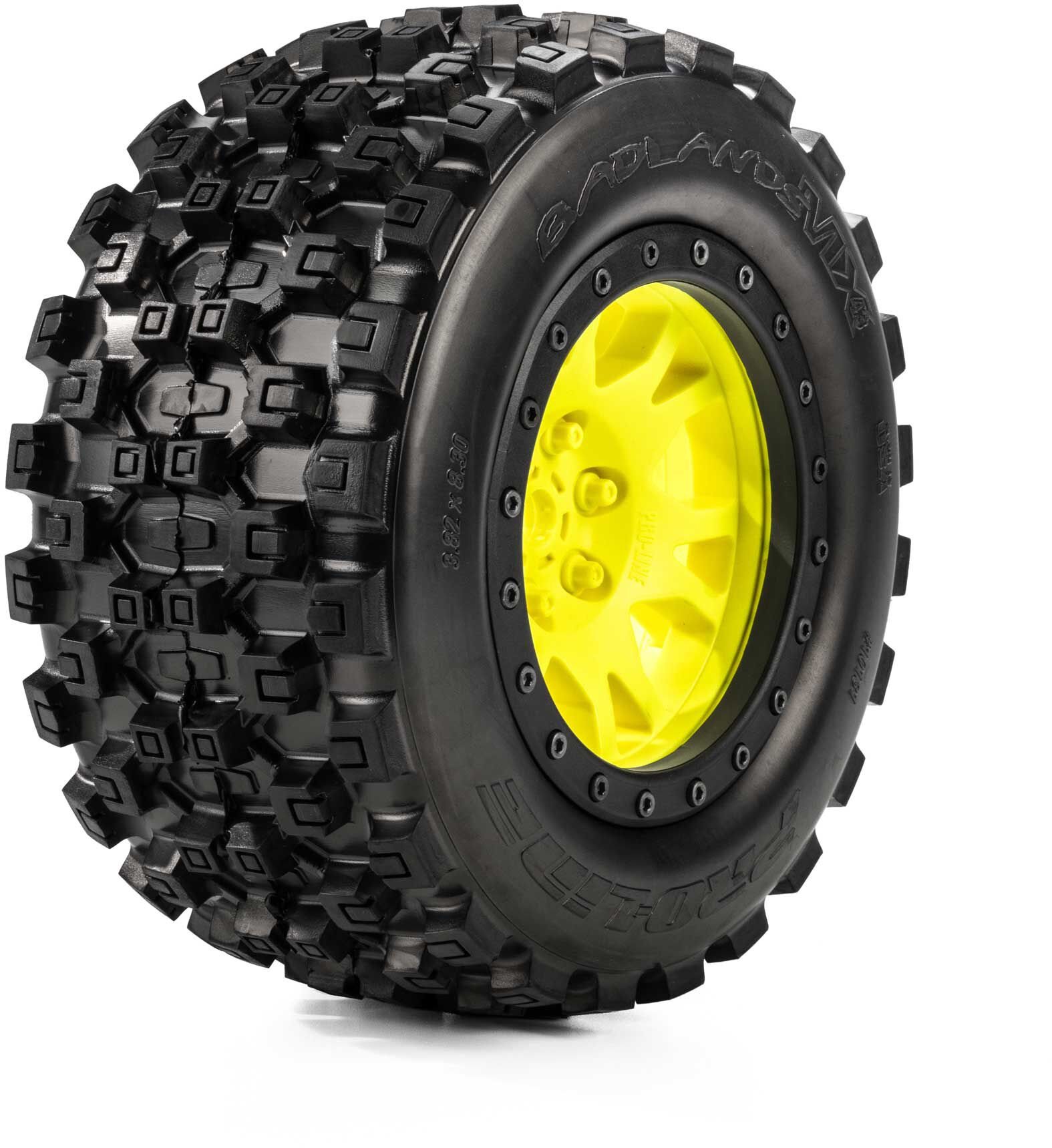 Proline 1/5 Limited Edition Badlands MX43 Pro-Loc Front/Rear Tires Mounted 24mm Yellow/Black Impulse (2): X-MAXX