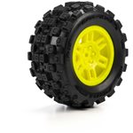Proline 1/16 Badlands MX Front/Rear MT Tires Mounted 12mm Yellow Split Six (2): ARRMA MINI KRATON