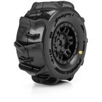 Proline 1/16 Dumont Front/Rear Paddle Tires Mounted 12mm Black Split Six (4): ARRMA MOJAVE GROM