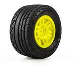 Proline 1/16 Menace Front/Rear Street Tires Mounted 12mm Yellow Split Six (2): ARRMA MINI KRATON