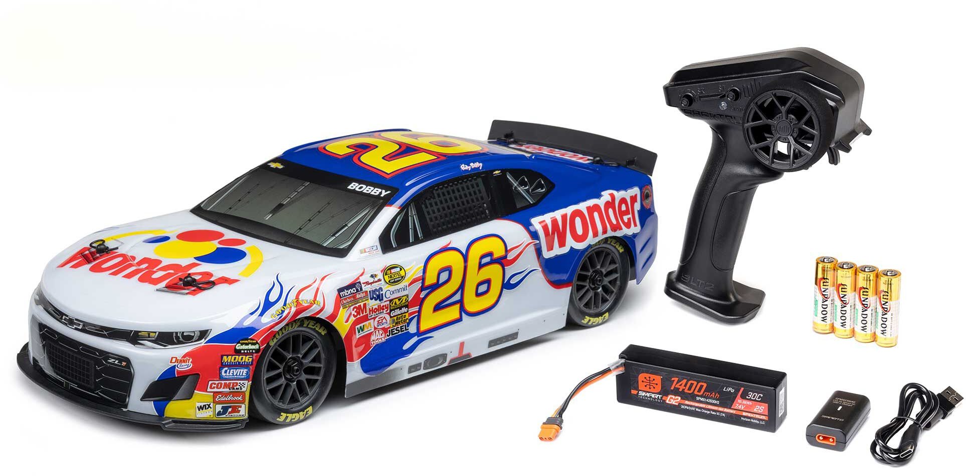 Losi 1/12 NASCAR RC Race Car Ricky Bobby No. 26 2026 Wonder Bread