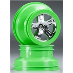 Traxxas Wheels, Sct, Chrome, Green Beadlock Style, Dual Profile (2.2" Ou