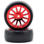 Tires/Wheels Assembled Glued 12-Spoke Red (2)