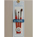 Red Sable & Camel Hair Brushes In 4 Sizes, 2 Flay, 2 Round